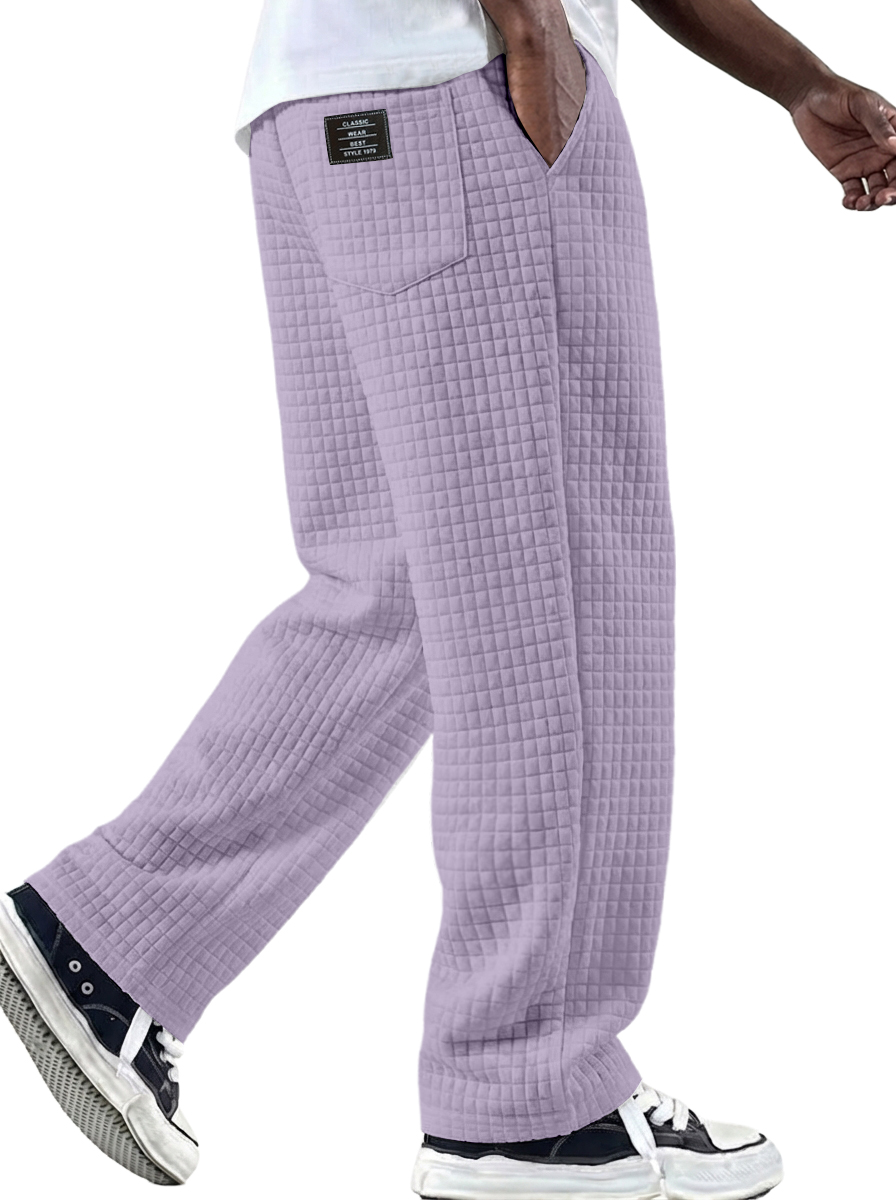 Men's Vintage Waffle-knit Fabric Logo Multi-pocket Knitted Pants