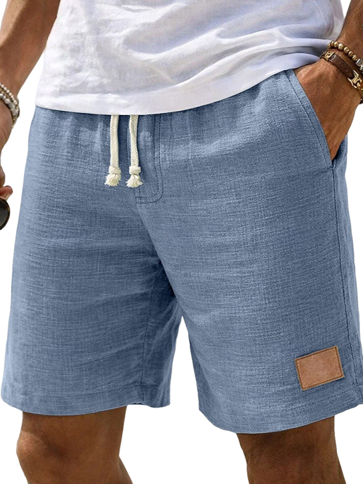 Men's Breathable Textured Summer Shorts with Embroidered Label