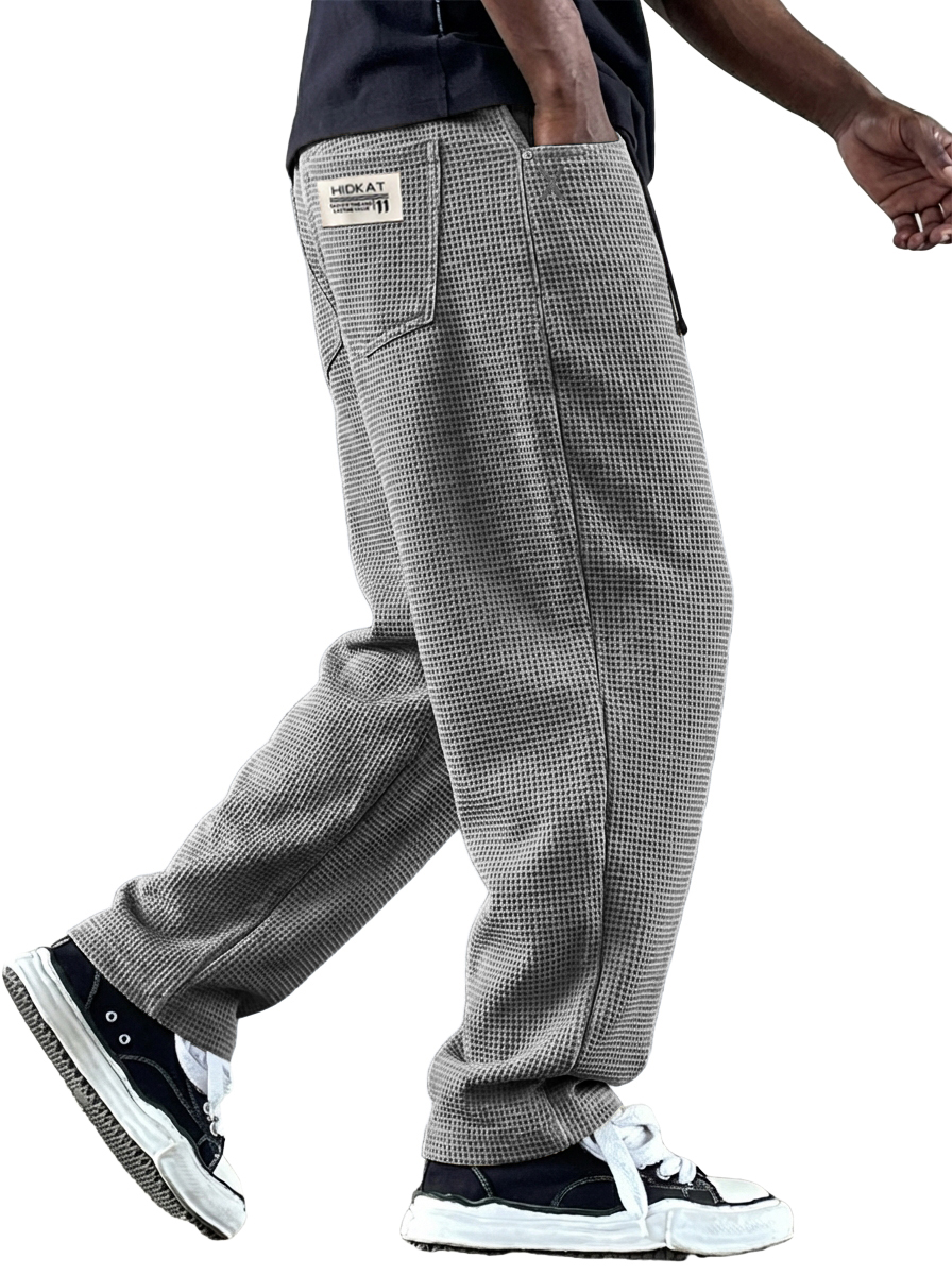 Men's Vintage Casual Multi-Pocket Waffle Fabric Trousers