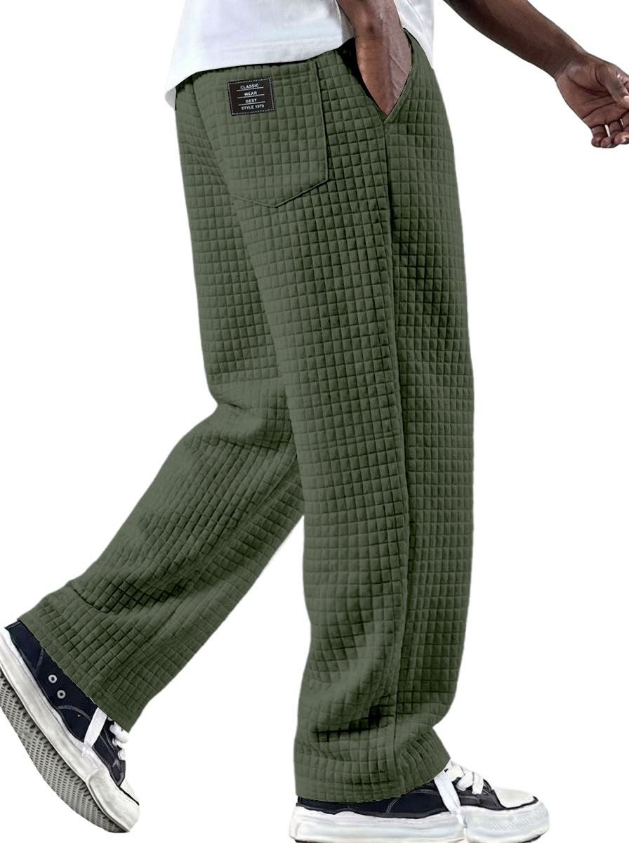 Men's Vintage Waffle-knit Fabric Logo Multi-pocket Knitted Pants