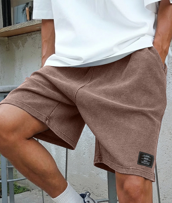 Men's Vintage Distressed & Washed Casual Shorts with Embroidered Logo