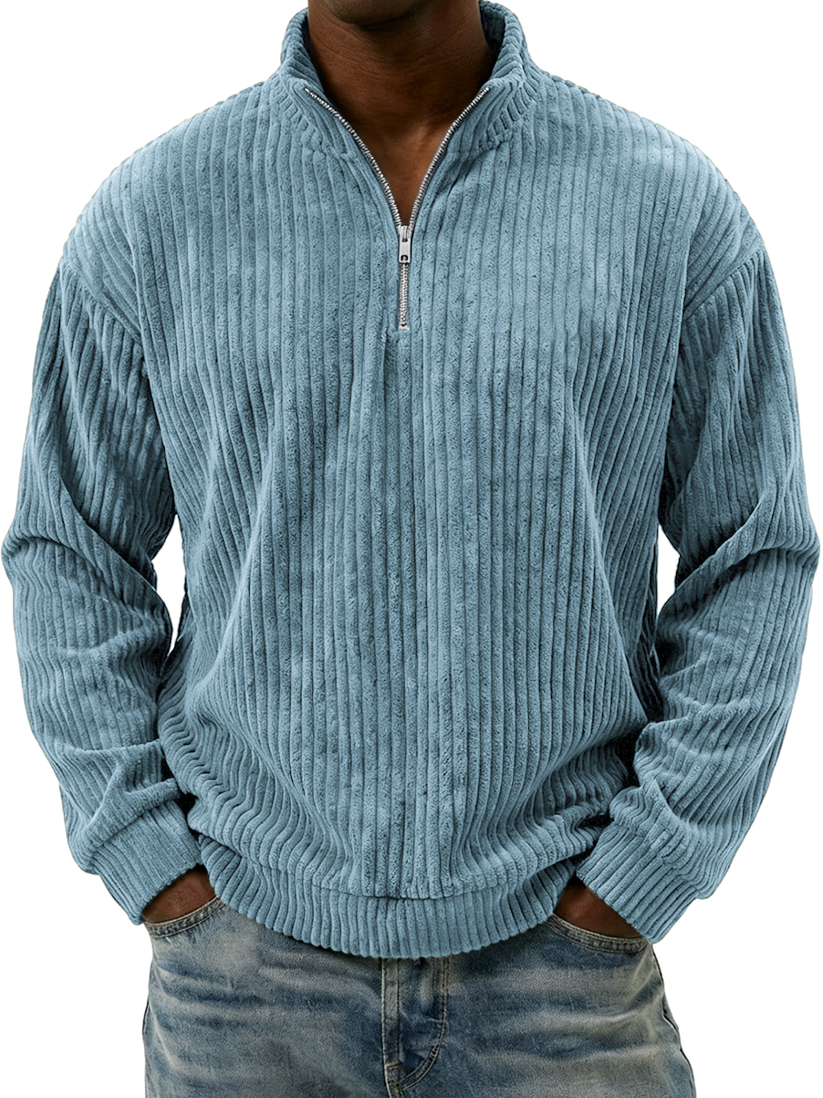 Men's Vintage Corduroy Quarter-zip Pullover Top