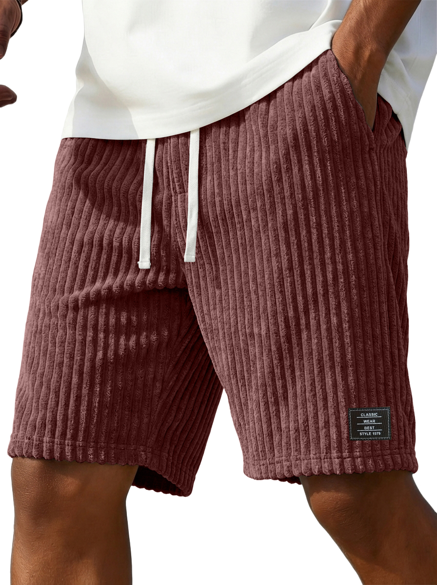 Men's Stylish Corduroy Shorts with Embroidered Logo