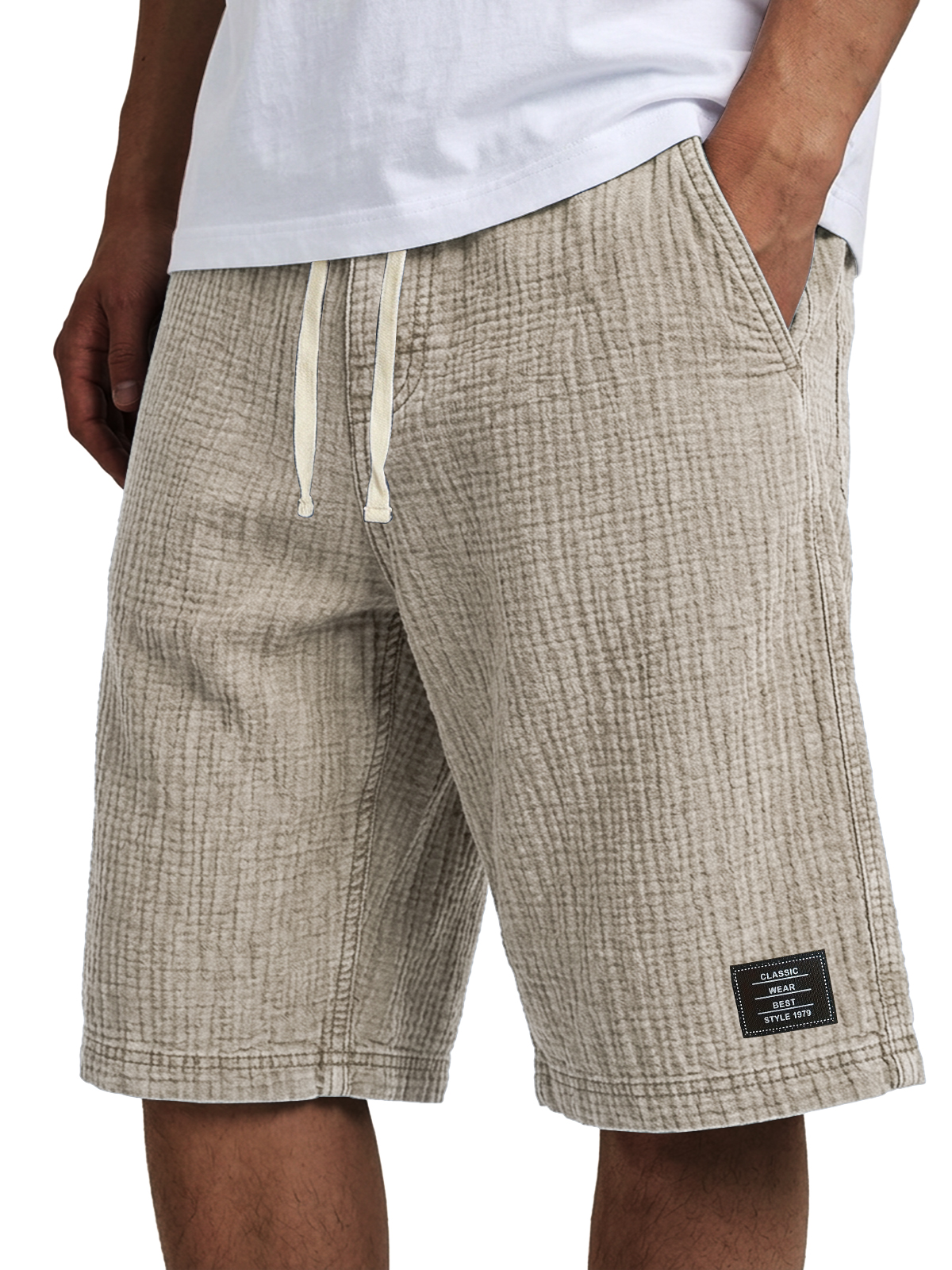 Men's Casual Loose Textured 100% Cotton Shorts