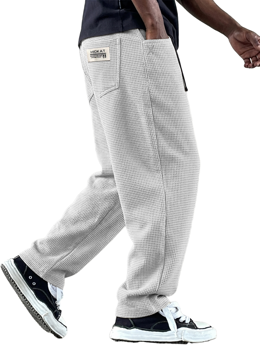 Men's Vintage Casual Multi-Pocket Waffle Fabric Trousers