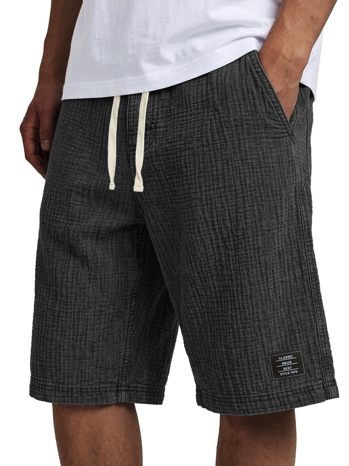 Men's Casual Loose Textured 100% Cotton Shorts
