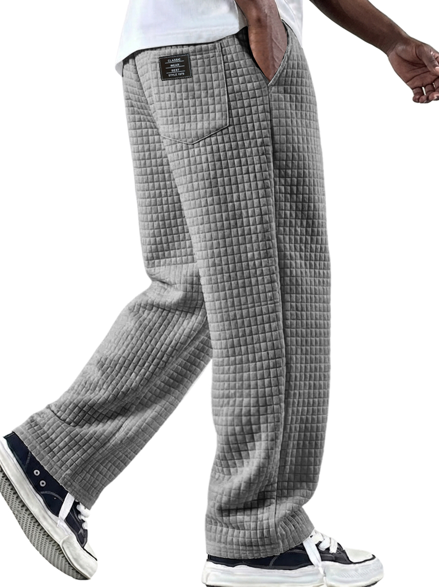 Men's Vintage Waffle-knit Fabric Logo Multi-pocket Knitted Pants