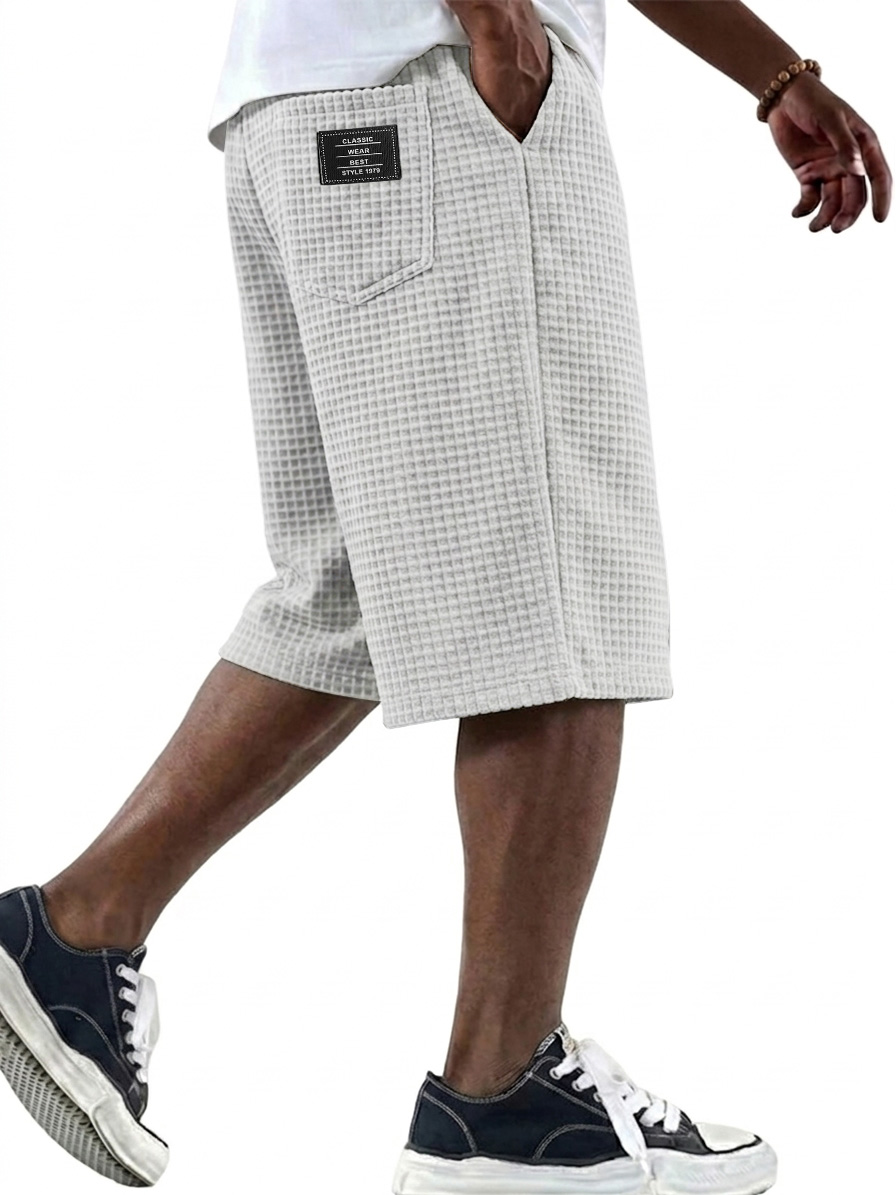 Men's Fashionable Waffle Fabric Casual Comfort Pocket Shorts