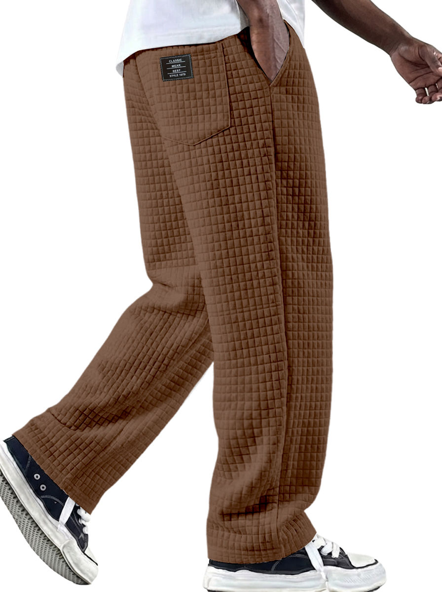 Men's Vintage Waffle-knit Fabric Logo Multi-pocket Knitted Pants