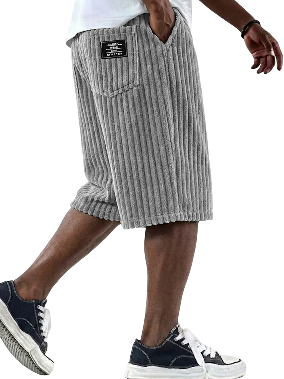 Retro Fashion Corduroy Logo Embroidered Comfortable Shorts
