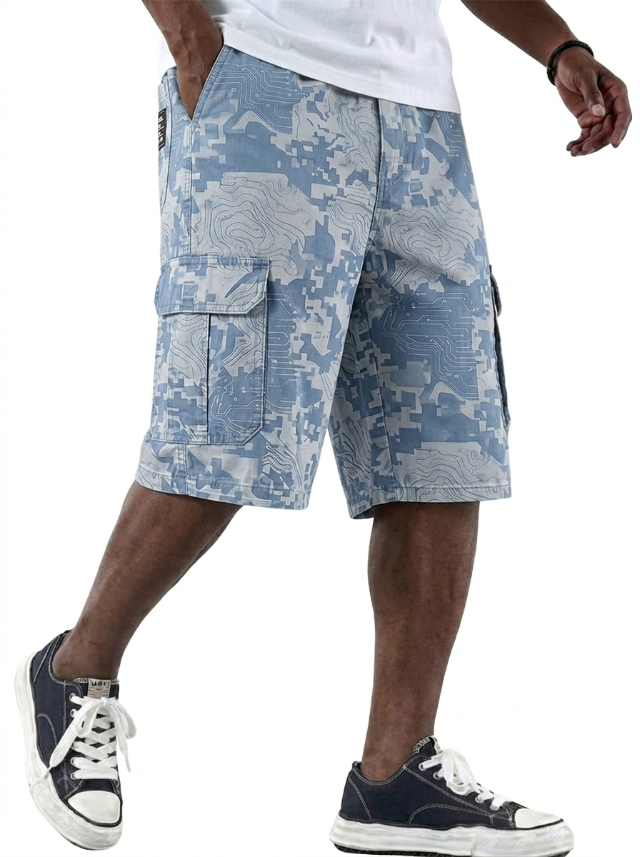 Digital Camouflage Cargo Basic Shorts