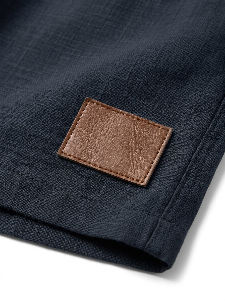 Men's Breathable Textured Summer Shorts with Embroidered Label