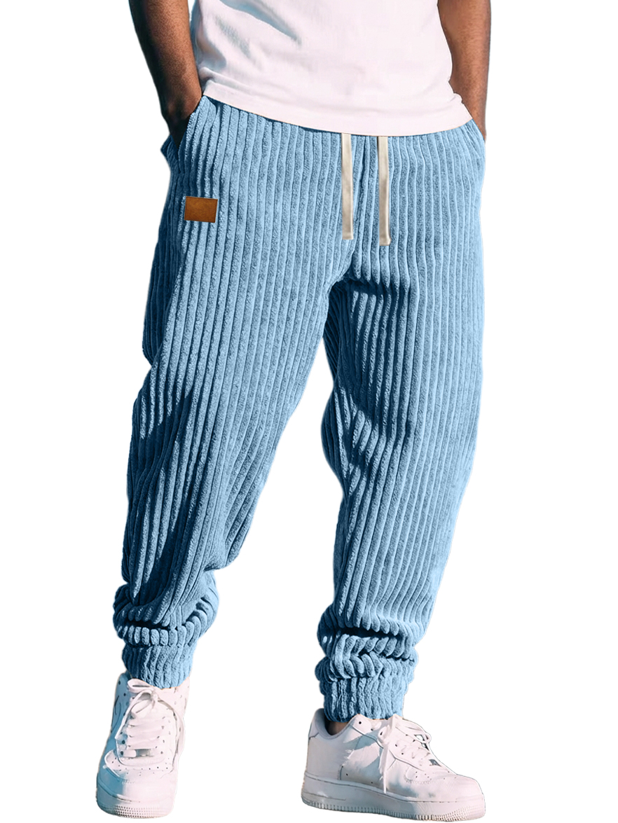 Men's Retro Corduroy Logo Striped Jogger Pants