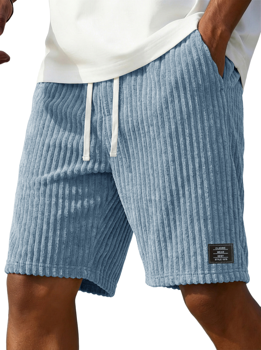 Men's Stylish Corduroy Shorts with Embroidered Logo