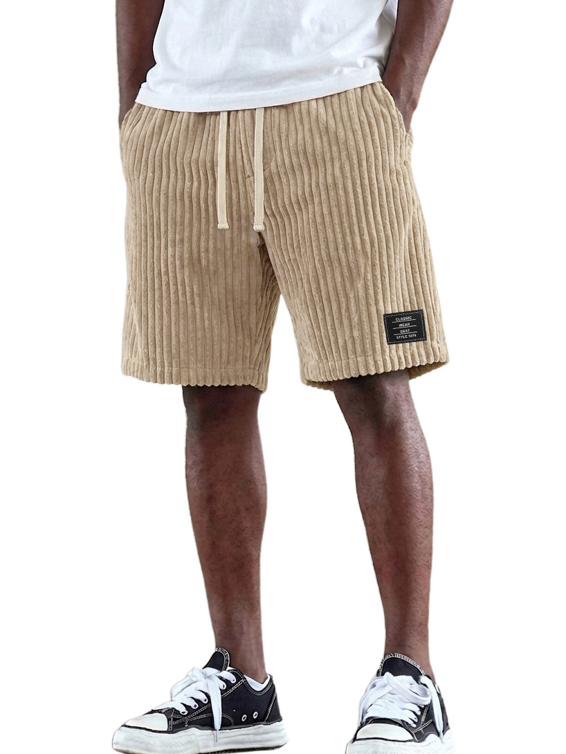 Retro Fashion Corduroy Logo Embroidered Comfortable Shorts
