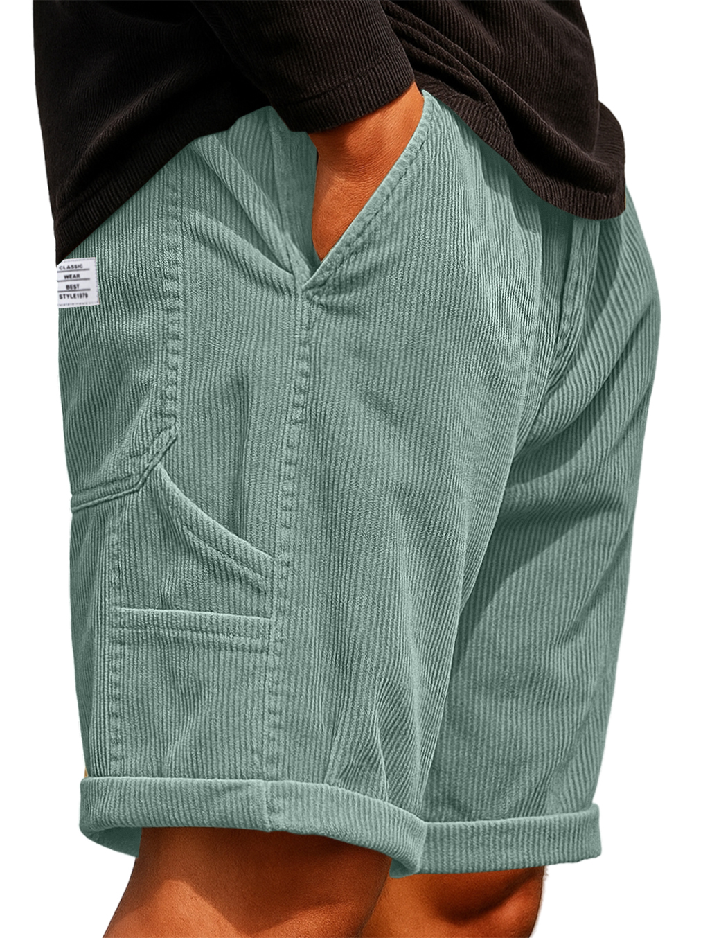 Men's Practical Multi-Pocket Cargo Shorts Corduroy Embroidered Logo Stylish Loose Everyday Shorts