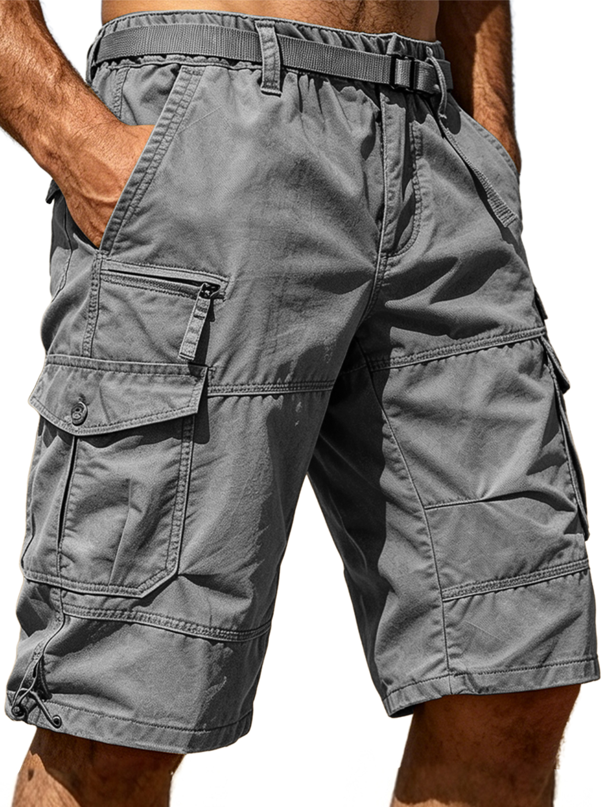 100% Cotton Multi-Pocket Cargo Shorts