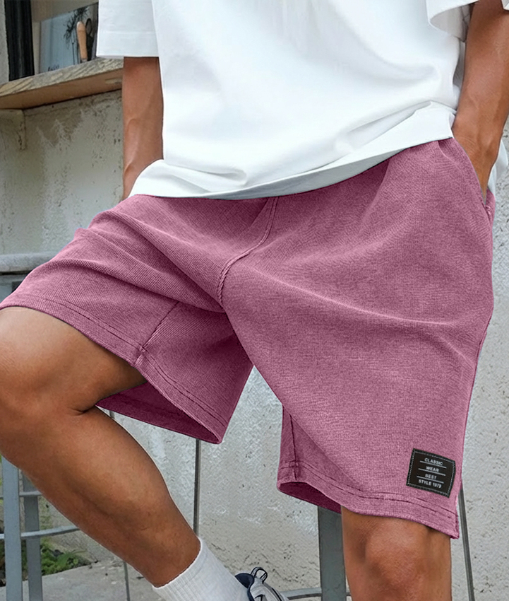 Men's Vintage Distressed & Washed Casual Shorts with Embroidered Logo