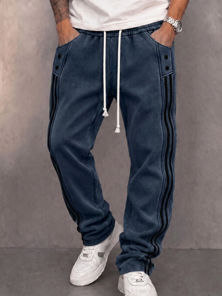 Men’s Casual Retro Joggers with Side Stripes