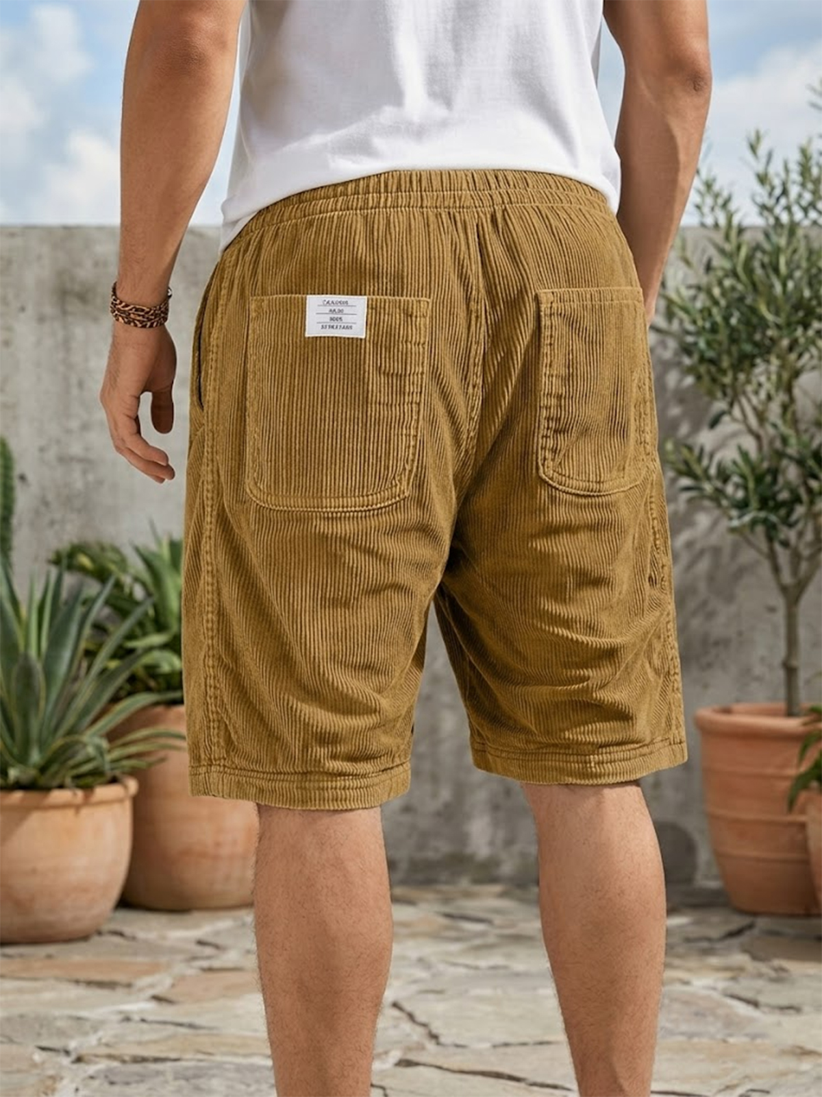 Men's Simple Corduroy Embroidered Shorts