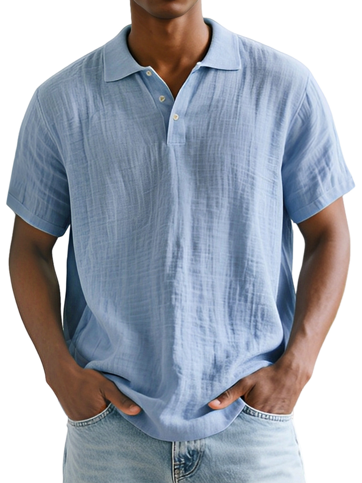 Men's Daily Simple Comfortable And Breathable Linen Lapel Polo Shirt