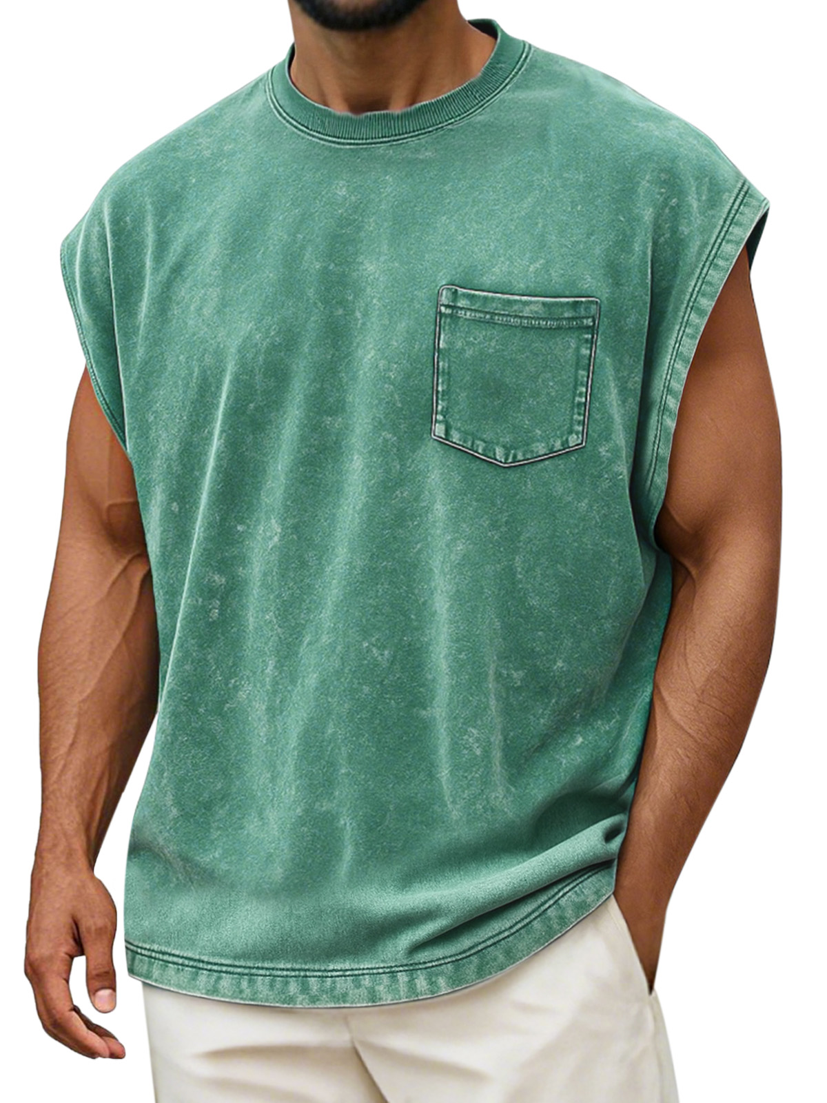 Men's Vintage Cotton Washed Pocket Vest