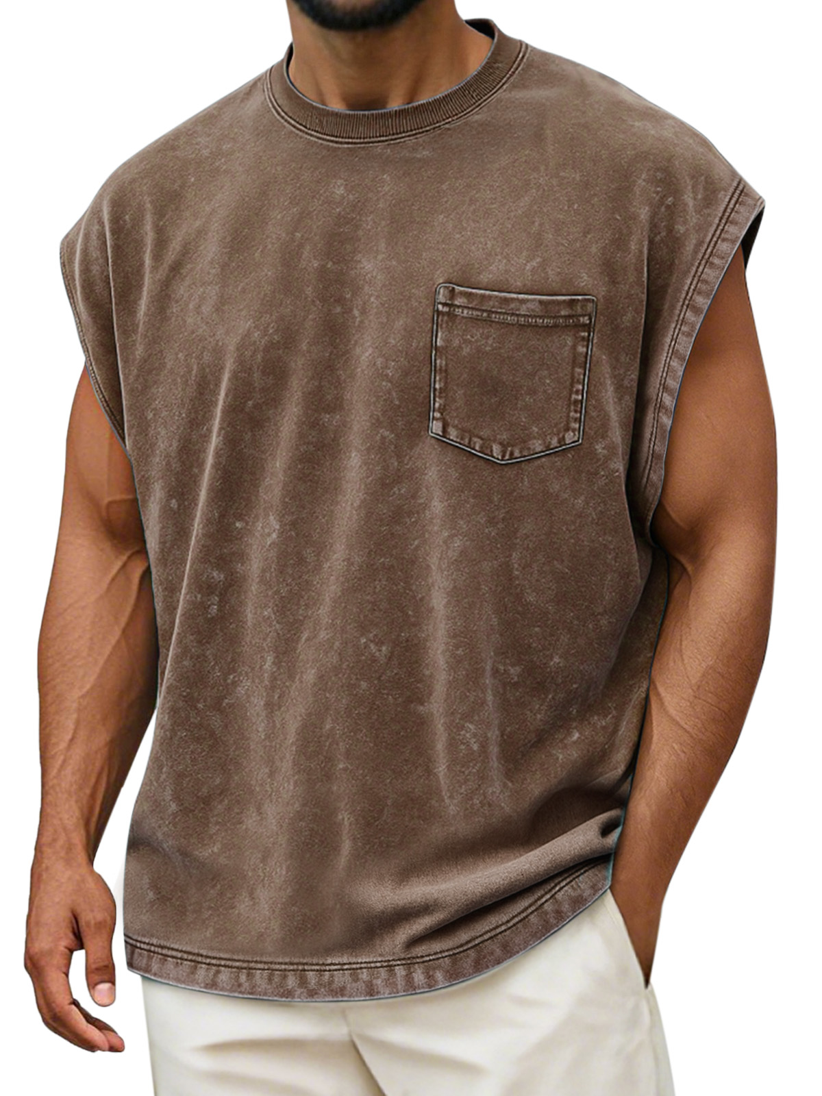 Men's Vintage Cotton Washed Pocket Vest