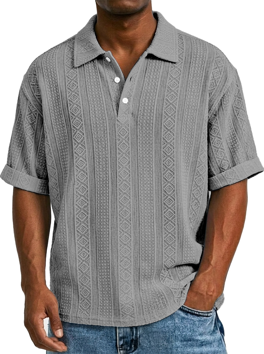 Men's Retro Daily Contrast Color Waffle Fake Two-piece Round Neck Short Sleeve T-shirt