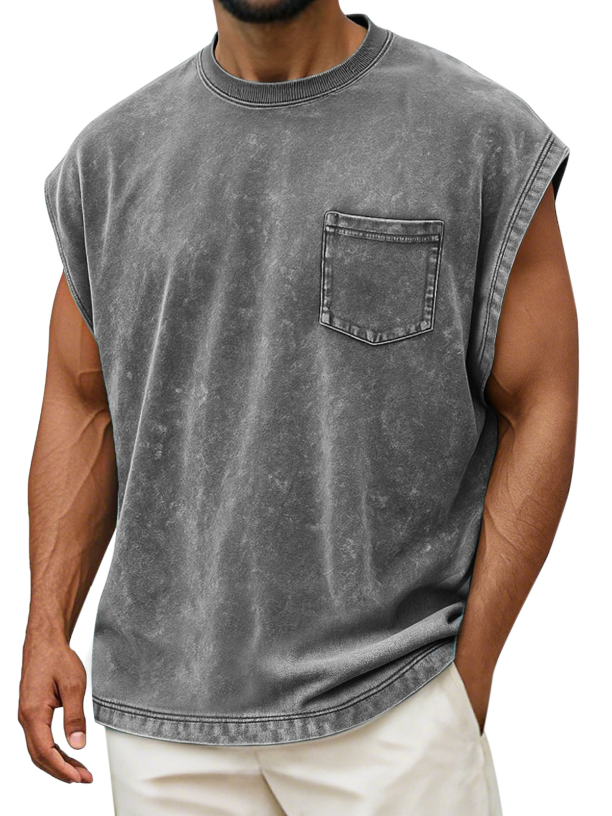 Men's Vintage Cotton Washed Pocket Vest