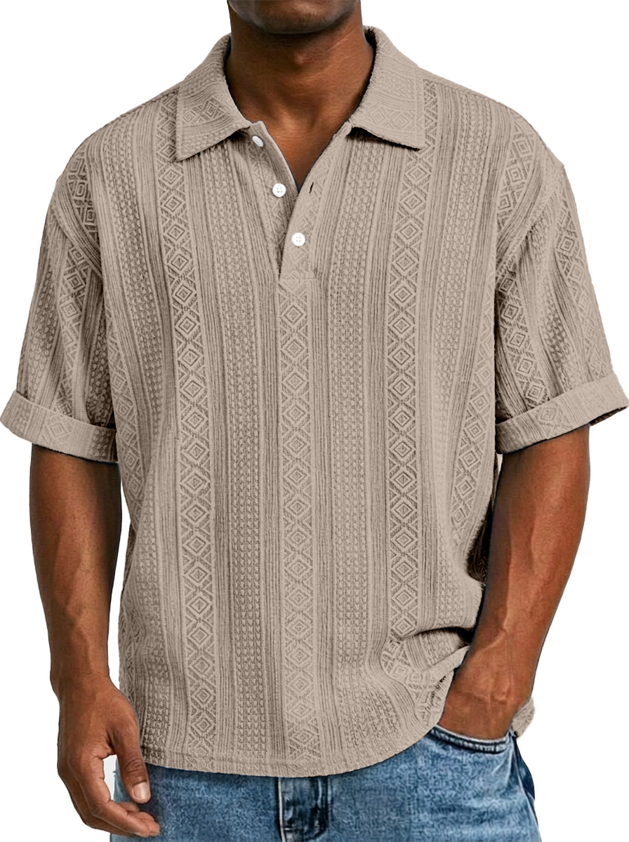 Men's Retro Daily Contrast Color Waffle Fake Two-piece Round Neck Short Sleeve T-shirt