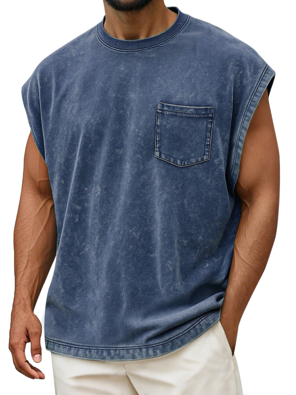 Men's Vintage Cotton Washed Pocket Vest
