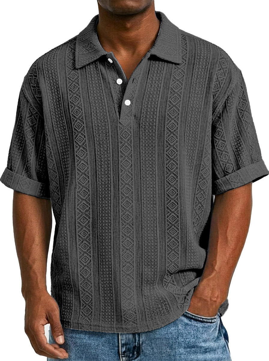 Men's Retro Daily Contrast Color Waffle Fake Two-piece Round Neck Short Sleeve T-shirt