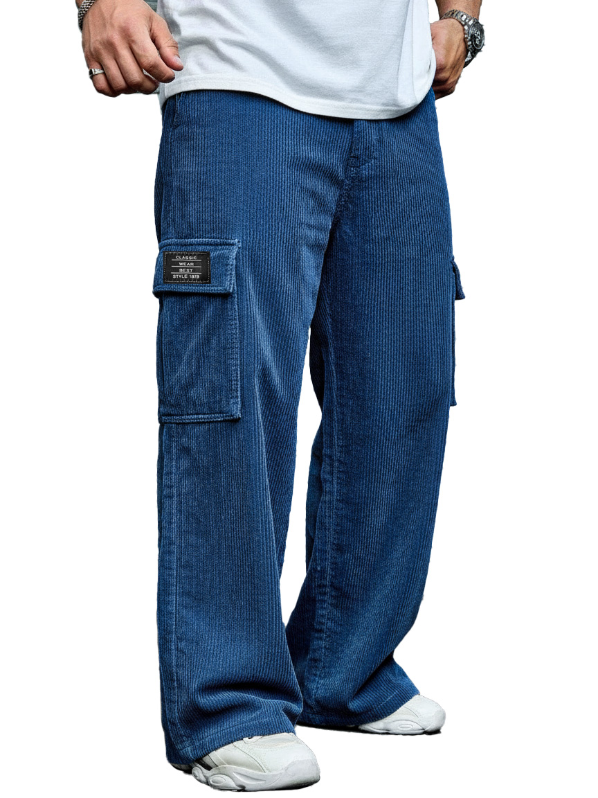 Men's Stylish Casual Corduroy Pocket Loose-fitting Work Trousers 