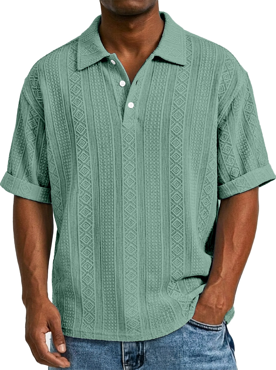 Men's Retro Daily Contrast Color Waffle Fake Two-piece Round Neck Short Sleeve T-shirt