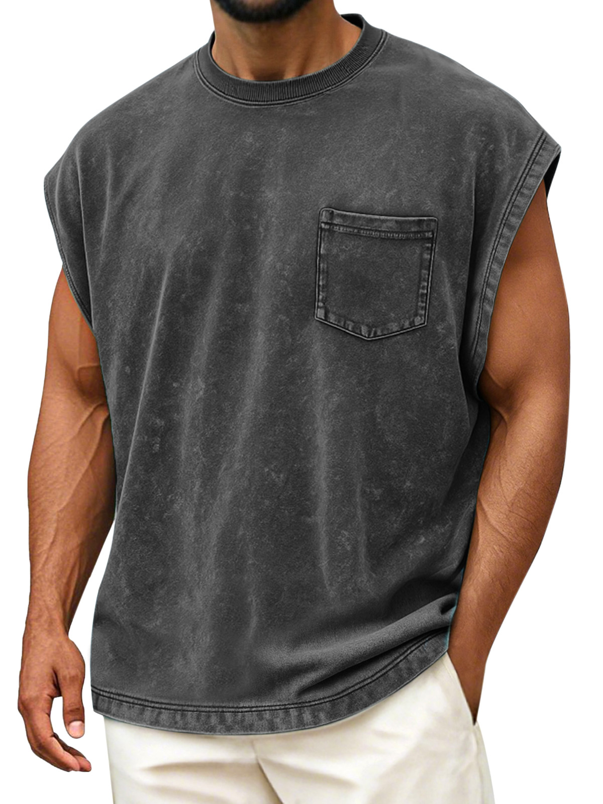 Men's Vintage Cotton Washed Pocket Vest