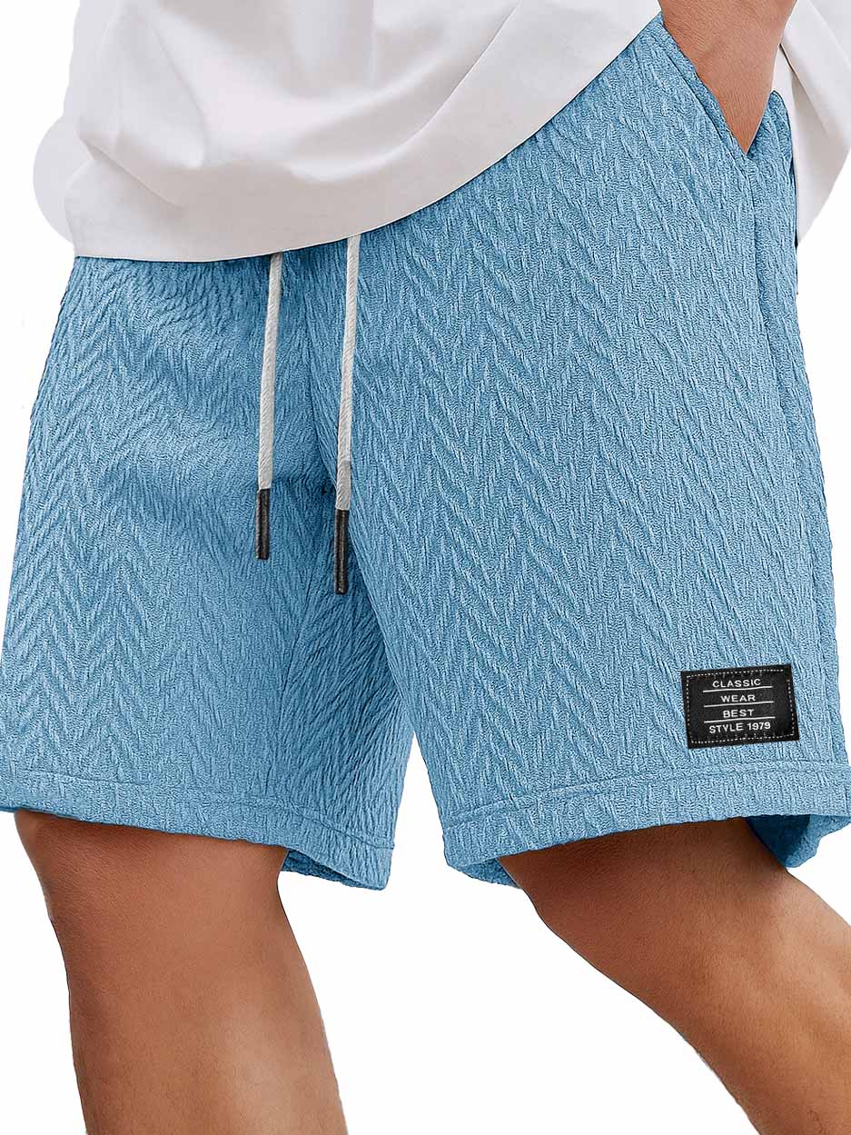 Men's Fashion Casual Daily Textured Fabric Embroidered Logo Pocket Shorts