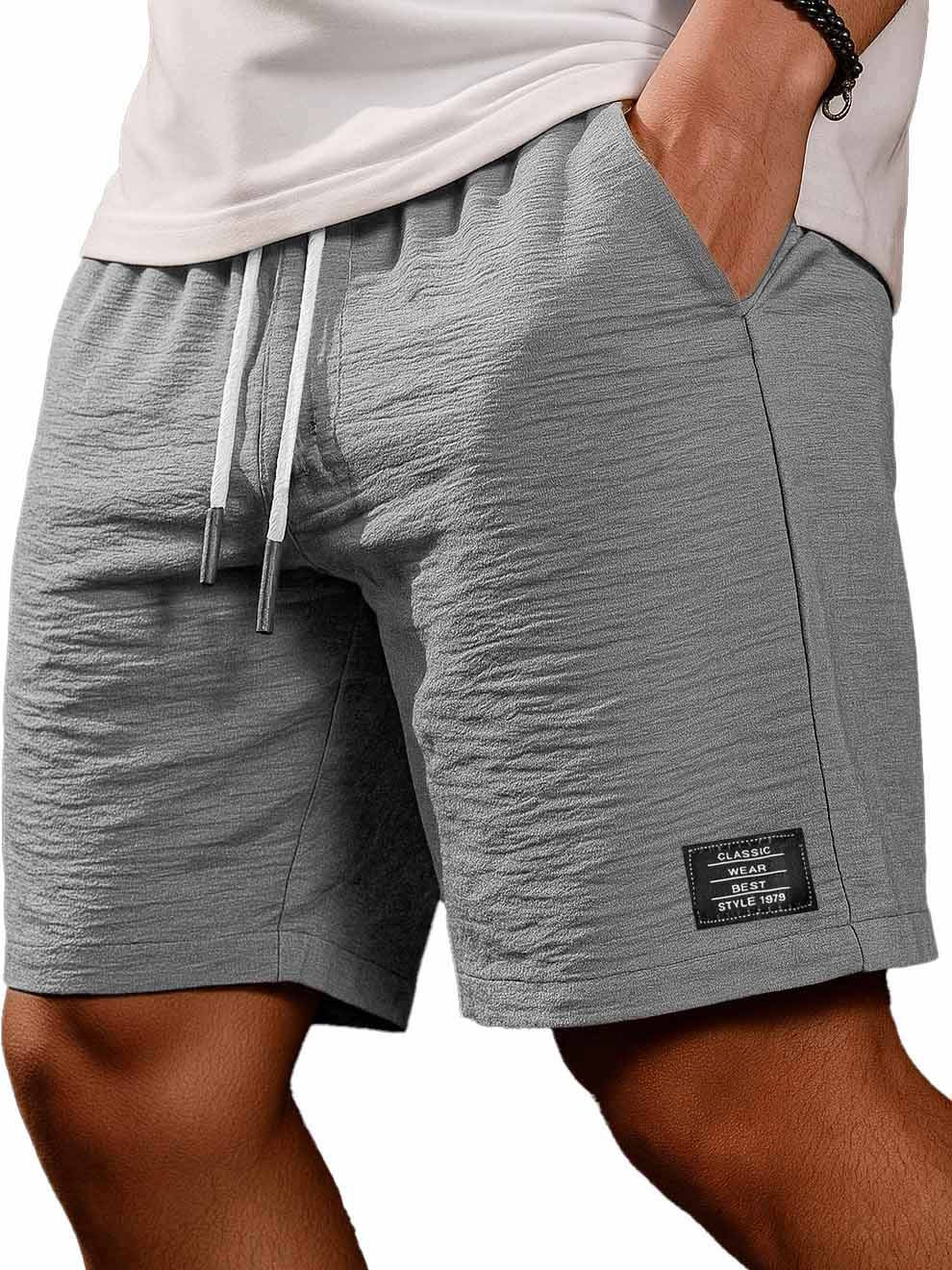 Men's Fashion Casual Daily Pleated Fabric Embroidered Logo Pocket Shorts