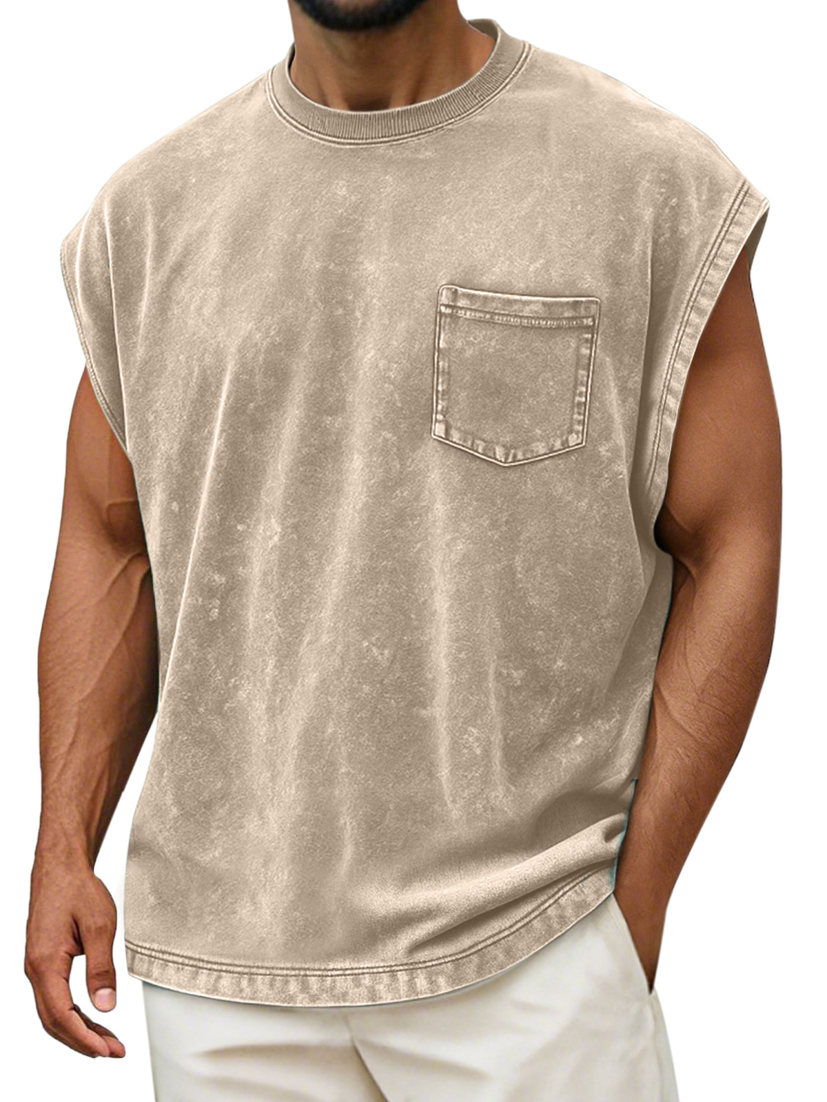 Men's Vintage Cotton Washed Pocket Vest