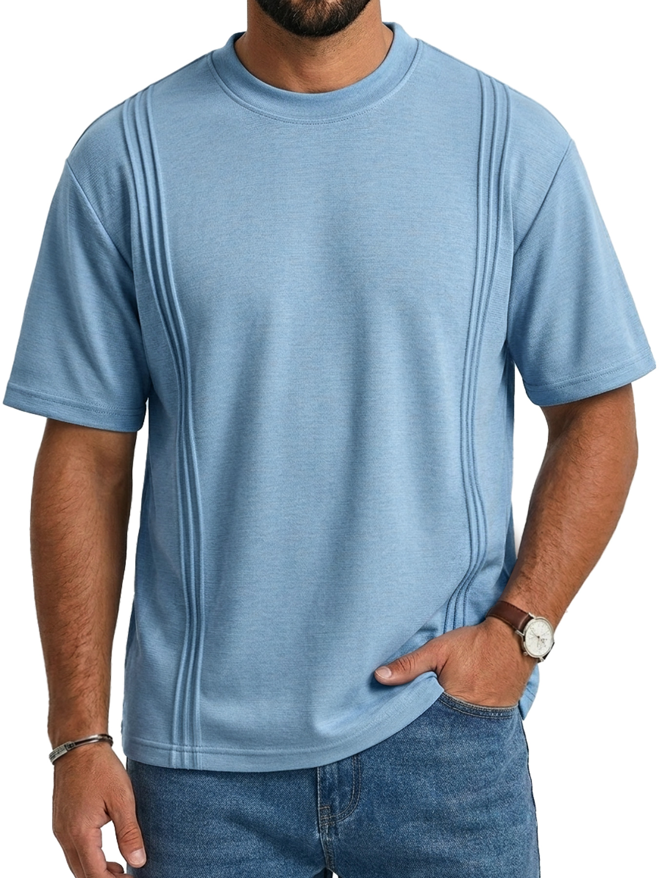 Men's Crew Neck Deconstructed Casual Short-Sleeve T-Shirt