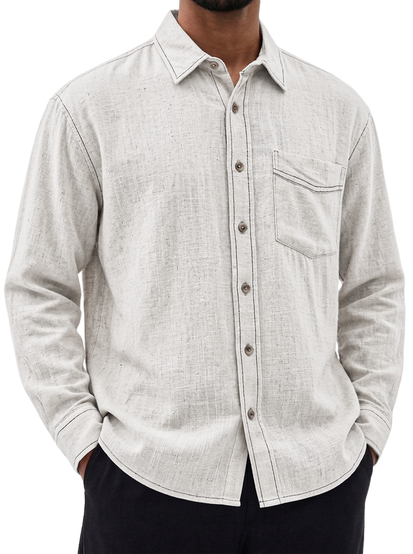Men's Comfortable Casual Long-Sleeve Linen Shirt