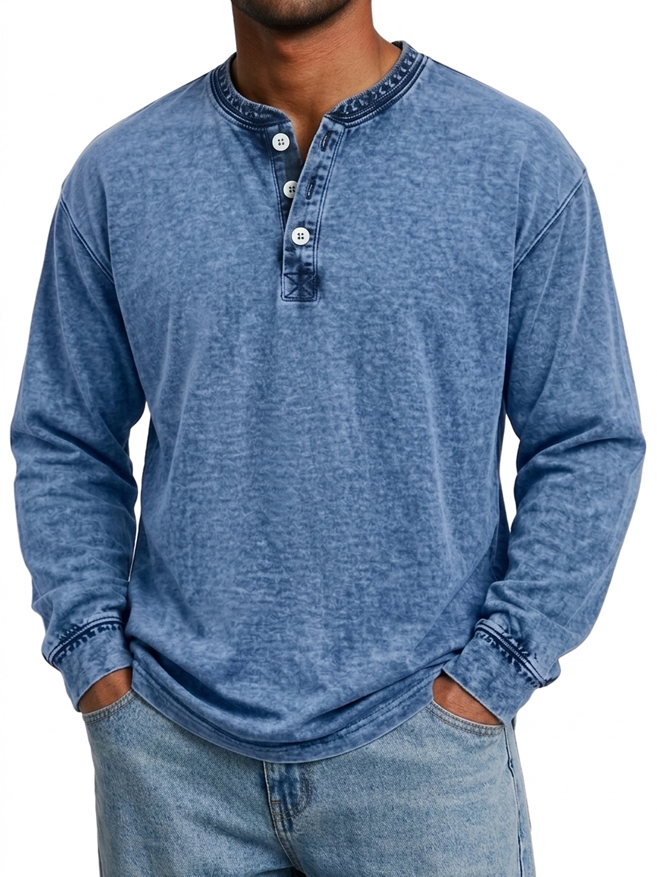 Men's Vintage Comfortable Casual Long-Sleeve Henley Shirt