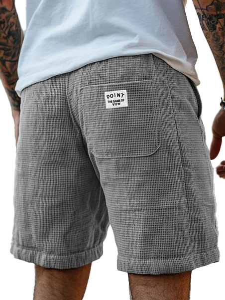Men's Fashion Casual Waffle Fabric Logo Embroidered Shorts 