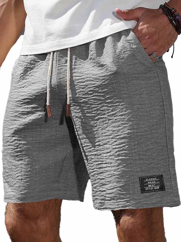 Men's Fashion Casual Daily Texture Fabric Embroidered Logo Pocket Shorts