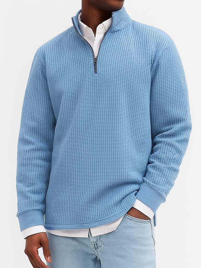 Men's Stylish Casual Breathable Fabric Stand-up Collar Long-sleeved Sweatshirt