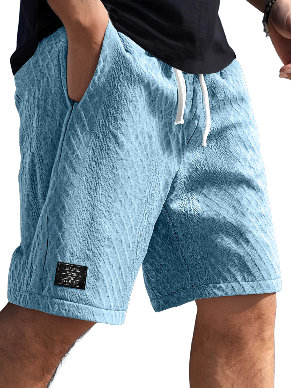 Men's Daily Jacquard Texture Logo Casual Solid Color Shorts