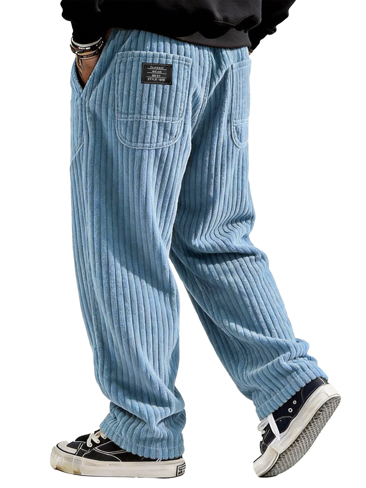 Stylish Casual Loose Corduroy Fabric Pocket Tether Pants