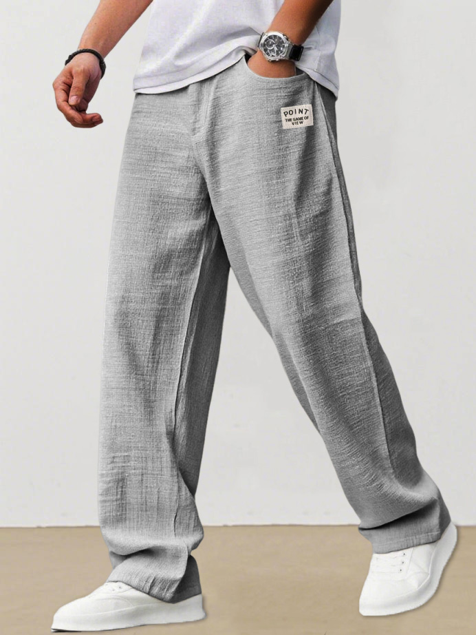 Men's Fashion Casual Daily Hemp Fabric Elastic Waist Trousers
