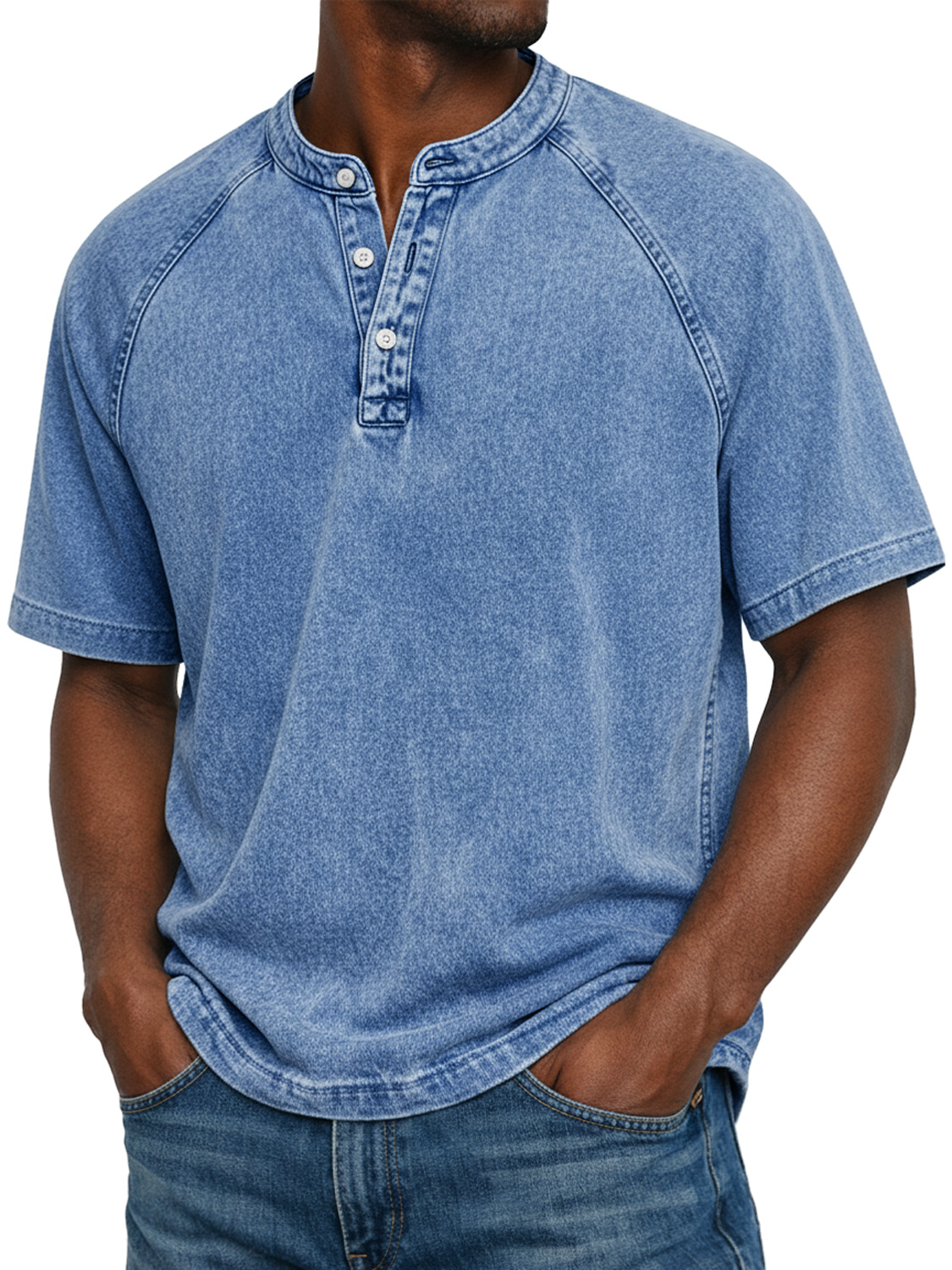 Men's Vintage Raglan Short-sleeved Henley Shirt