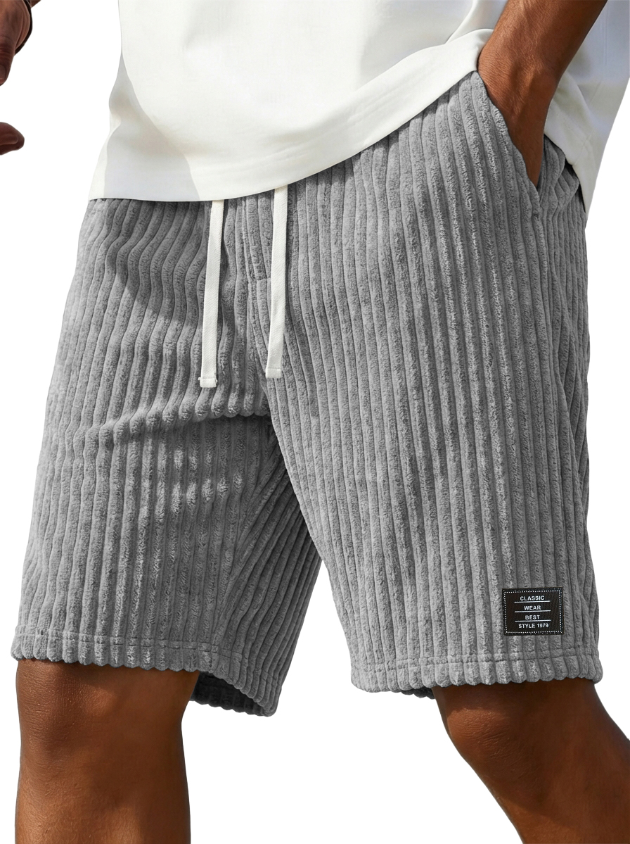 Men's Stylish Corduroy Shorts with Embroidered Logo