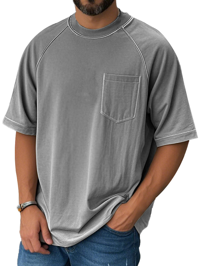 Men's Fashion Casual Raglan Pocket Short Sleeve T-Shirt